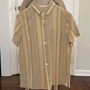 100% cotton boxy striped camp shirt